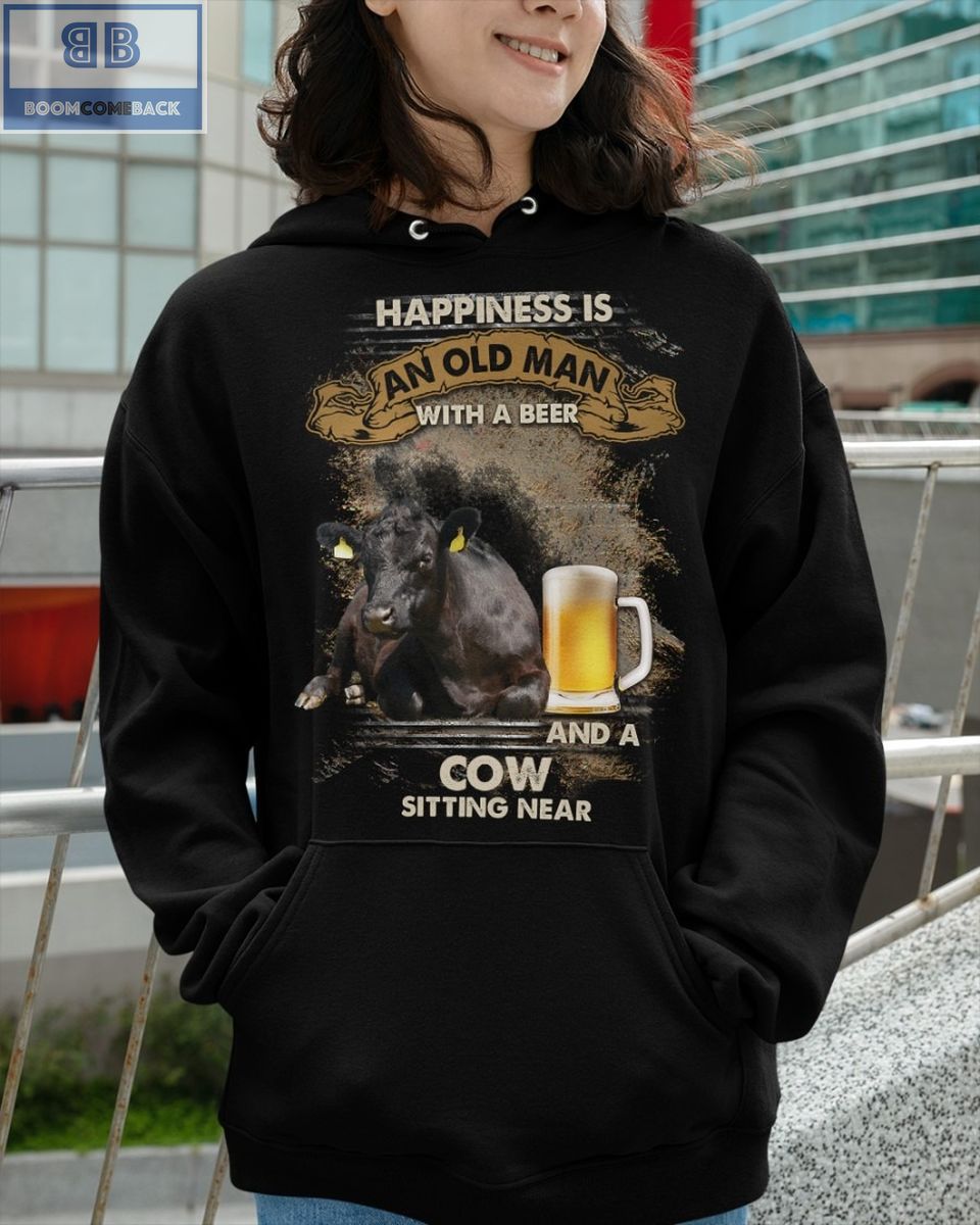 Happiness Is An Old Man With A Beer And Cow Shirt