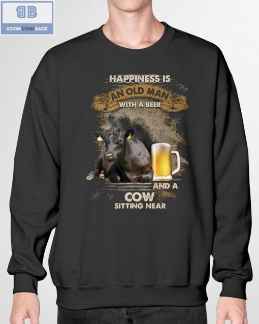 Happiness Is An Old Man With A Beer And Cow Shirt