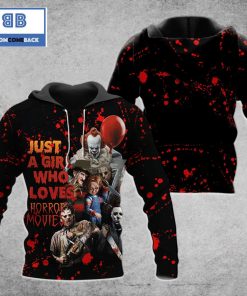 Just A Girl Who Loves Horror Movies Black 3D Hoodie