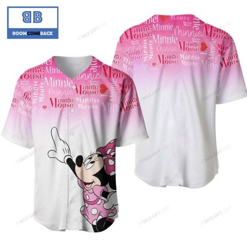 Minnie Mouse White Pink Baseball Jersey