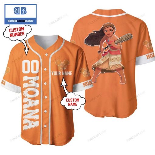 Moana Custom Name And Number Orange Baseball Jersey