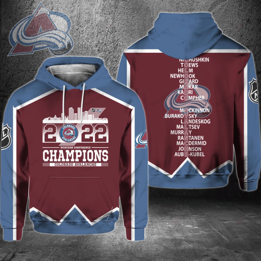 NHL Colorado Avalanche 2022 Western Coference Champions 3D Hoodie ver 2