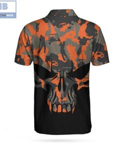 Orange Camouflage Golf Set Skull Golfer Silhouette Pattern Athletic Collared Men’s Polo Shirt