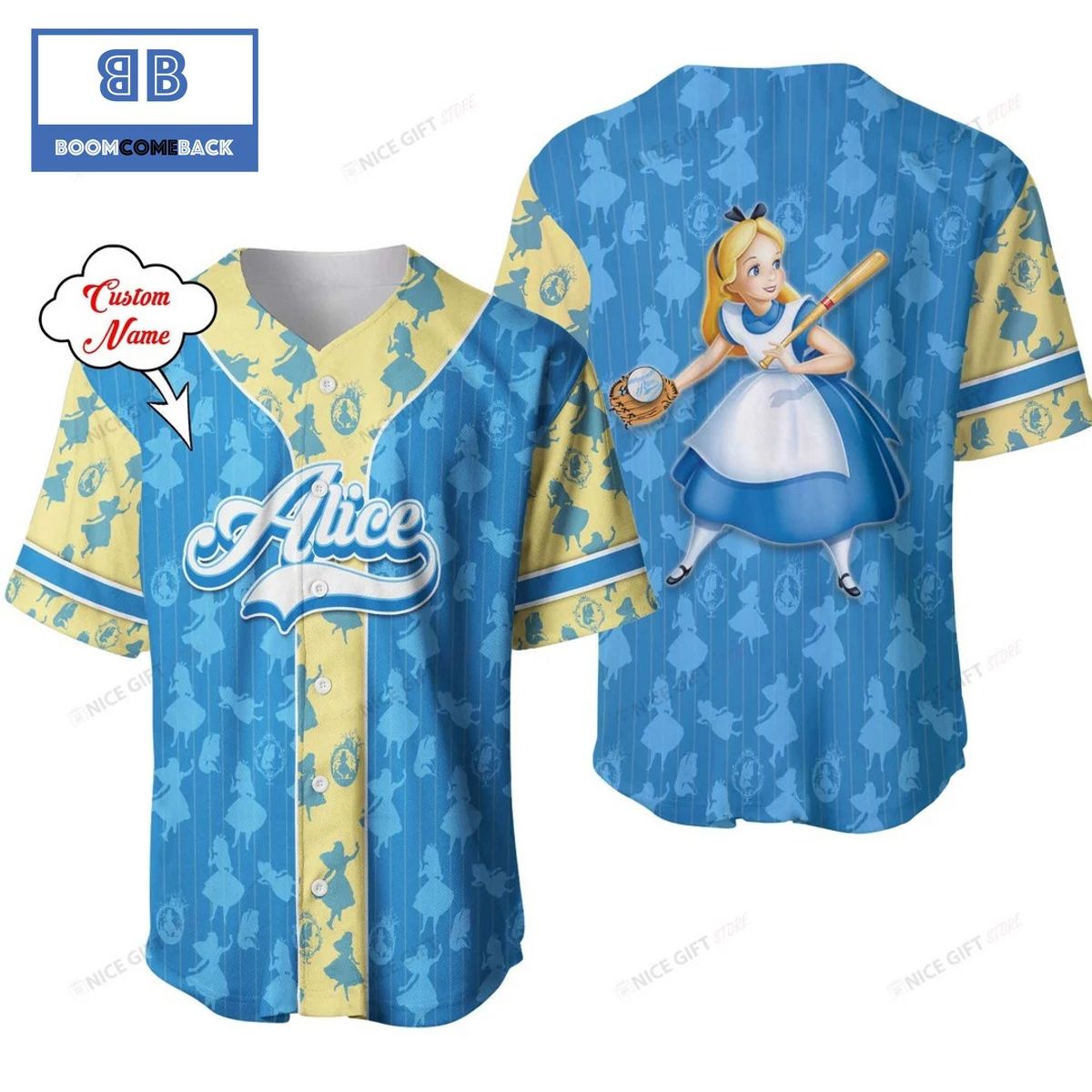 Personalized Alice In Wonderland Baseball Jersey