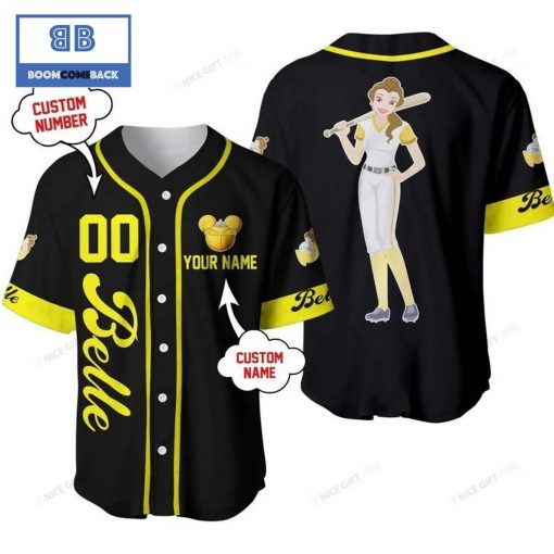 Personalized Beauty And The Beast Belle Black Baseball Jersey