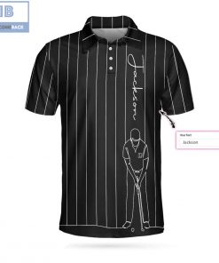 Personalized Black And White One Line Drawing Golfer Athletic Collared Men’s Polo Shirt