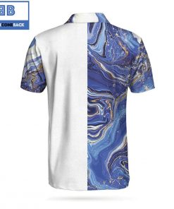 Personalized Blue Marble And Gold Golf Athletic Collared Men's Polo Shirt