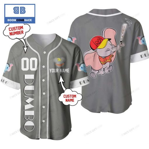 Personalized Dumbo Grey Baseball Jersey