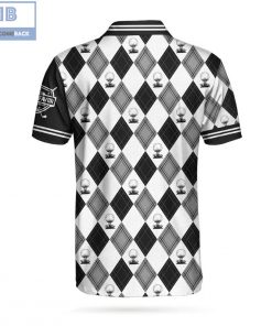 Personalized Golf Aholic Black And White Argyle Pattern Athletic Collared Men’s Polo Shirt