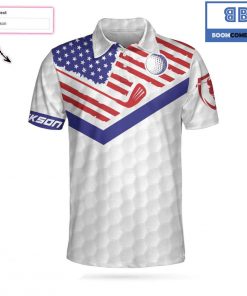 Personalized Golf American Flag White Golf Pattern Athletic Collared Men's Polo Shirt