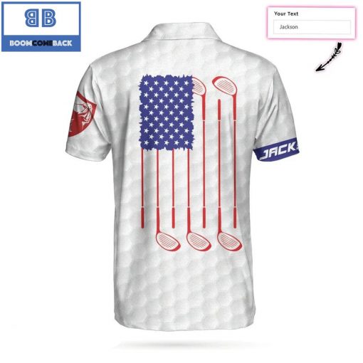 Personalized Golf American Flag White Golf Pattern Athletic Collared Men's Polo Shirt