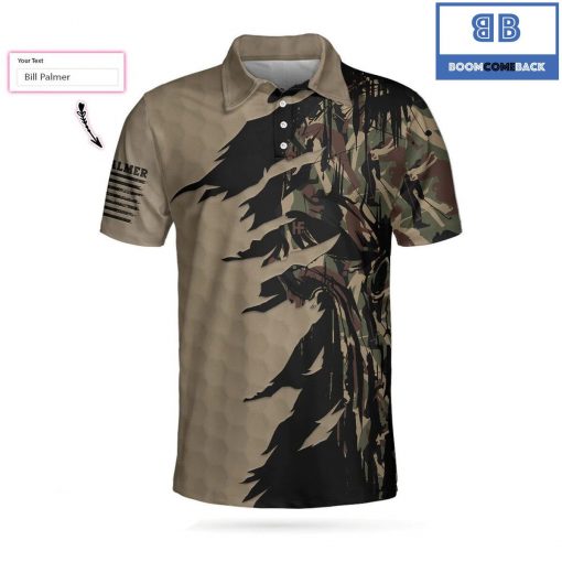 Personalized Golf Ripped Vintage Golfing Clubs Camouflaged Athletic Collared Men's Polo Shirt
