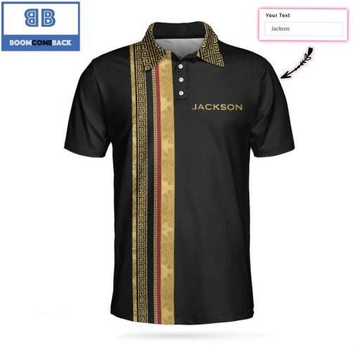 Personalized Luxury Baroque Pattern Athletic Collared Men's Polo Shirt