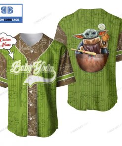 Personalized Star Wars Baby Yoda Dark Green Baseball Jersey