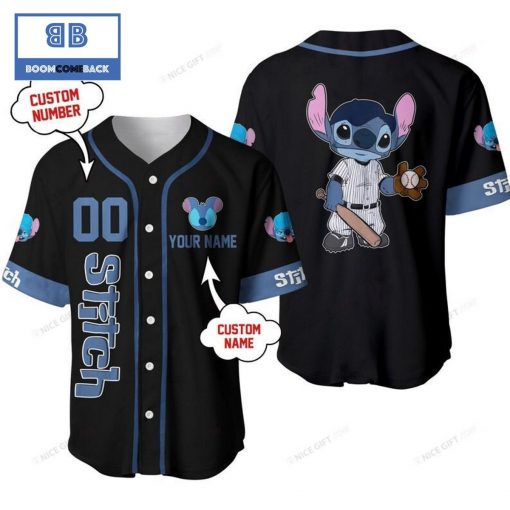 Personalized Stitch Black Baseball Jersey