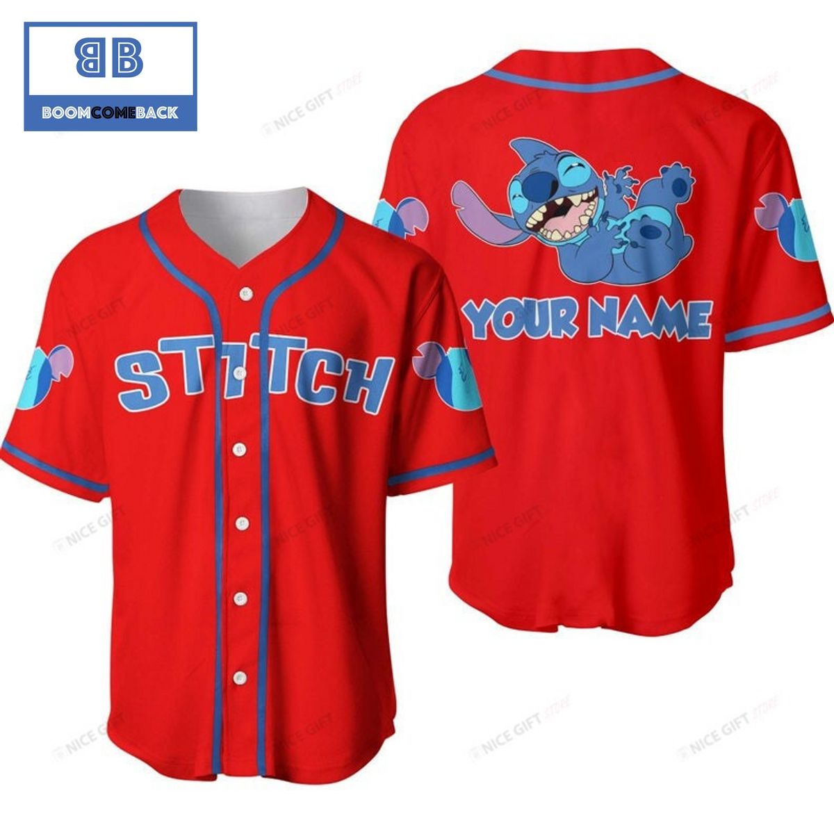 Personalized Stitch Red Baseball Jersey