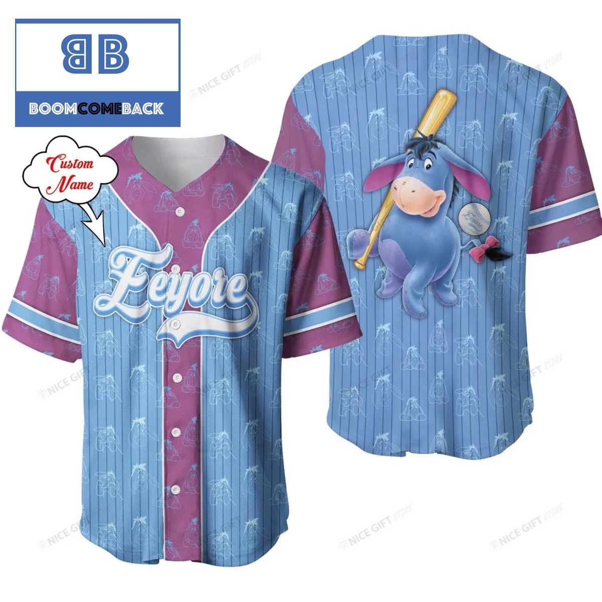 Personalized Winnie the Pooh Eeyore Baseball Jersey