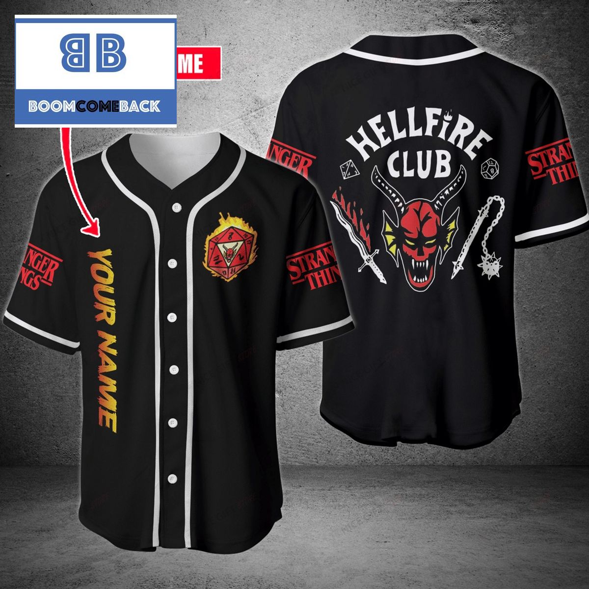 Personalized Stranger Things Hellfire Club Baseball Jersey