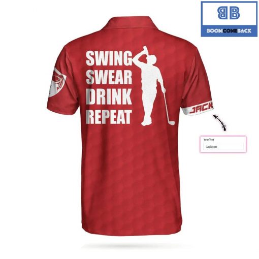 Personalized Swing Swear Drink Repeat Athletic Collared Men’s Polo Shirt
