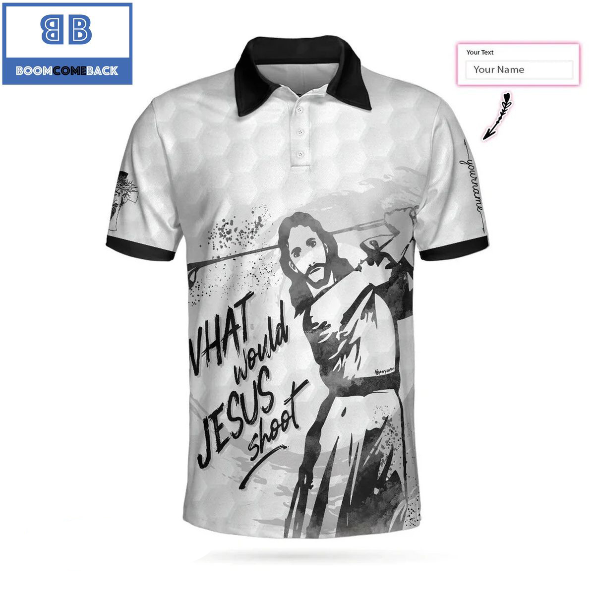 Personalized2BWhat2BWould2BJesus2BShoot2BAthletic2BCollared2BMens2BPolo2BShirt2B1 02G8R