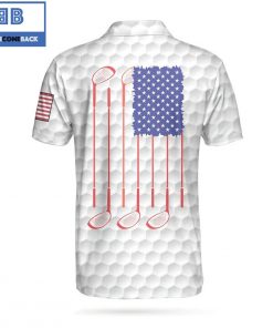 Personalized White American Flag Golf Pattern Athletic Collared Men's Polo Shirt