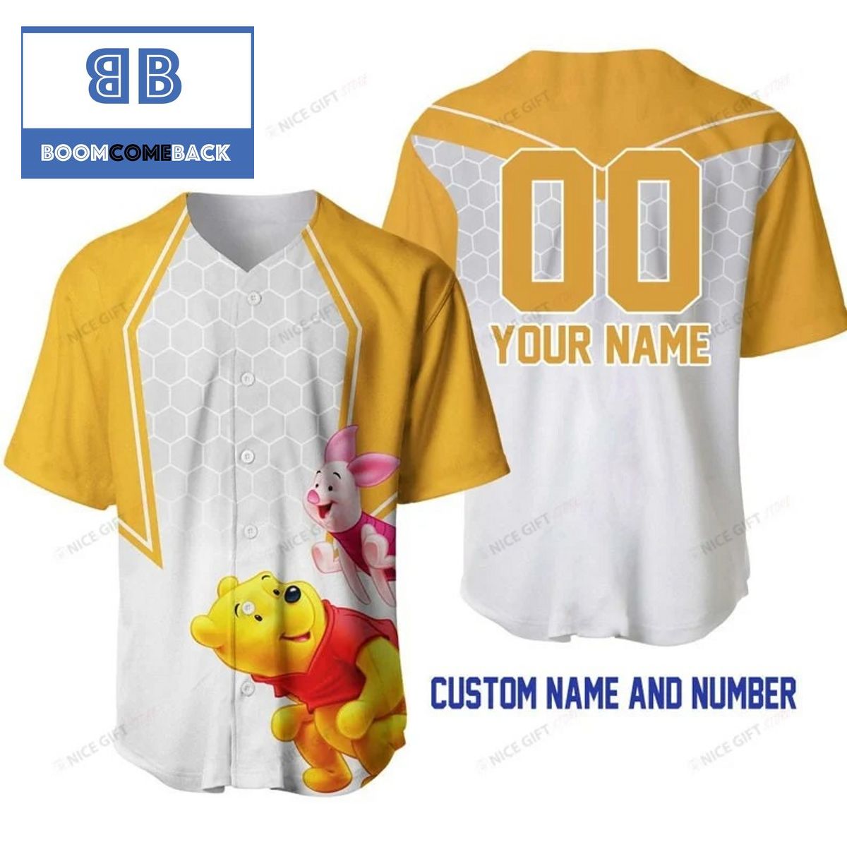 Personalized Winnie the Pooh White Baseball Jersey