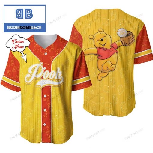Personalized Winnie the Pooh Yellow Baseball Jersey