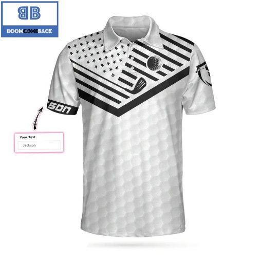 Personalized Your Hole Is My Goal White American Flag Athletic Collared Men's Polo Shirt