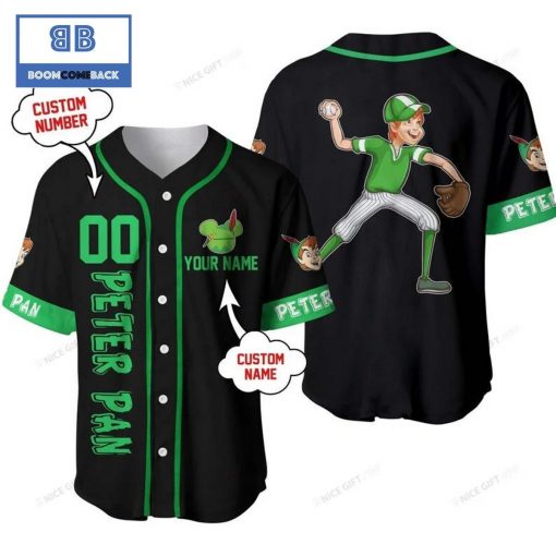 Peter Pan Custom Name And Number Black Baseball Jersey