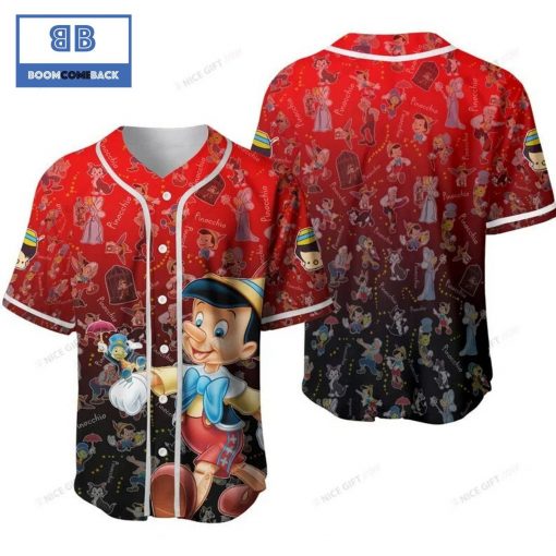 Pinocchio 3D Red Baseball Jersey