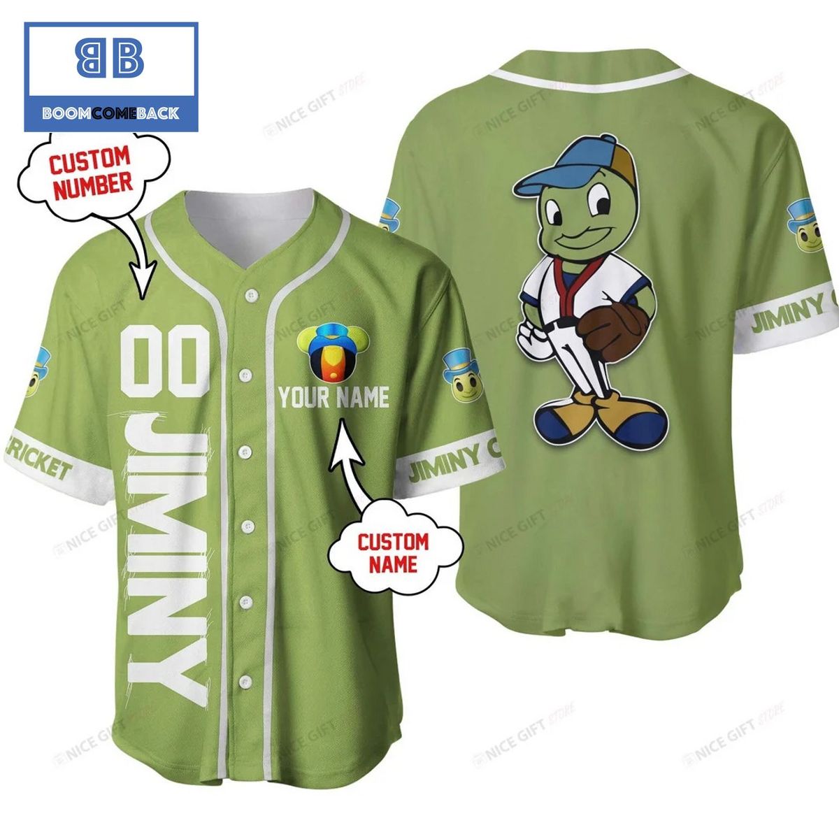 Pinocchio Jiminy Custom Name And Number Baseball Jersey