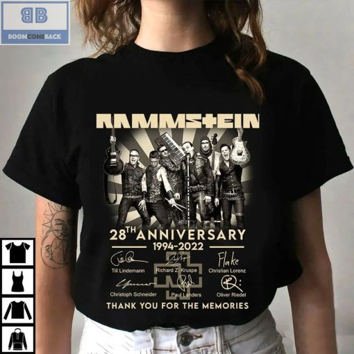 Rammstein 28th Anniversary 1994 2022 Thank You For The Memories Signatures Shirt