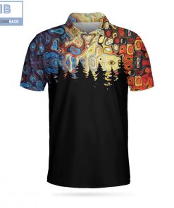 Sky Wavy Abstract Seamless Pattern With Silhouette Pine Forest Athletic Collared Men’s Polo Shirt