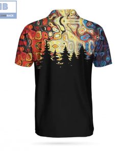 Sky Wavy Abstract Seamless Pattern With Silhouette Pine Forest Athletic Collared Men's Polo Shirt