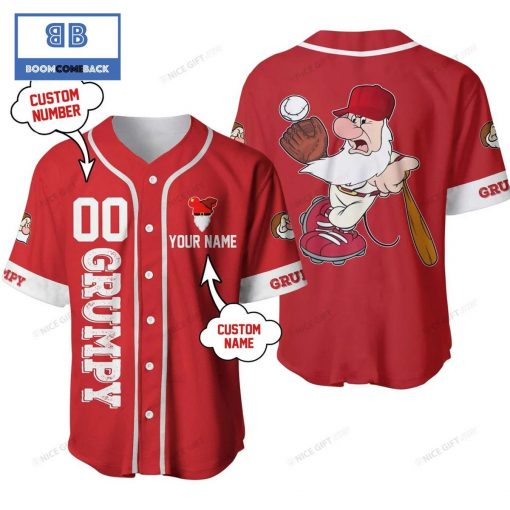 Snow White and the Seven Dwarfs Grumpy Custom Name And Number Baseball Jersey