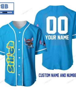 Stitch Custom Name And Number Blue Baseball Jersey