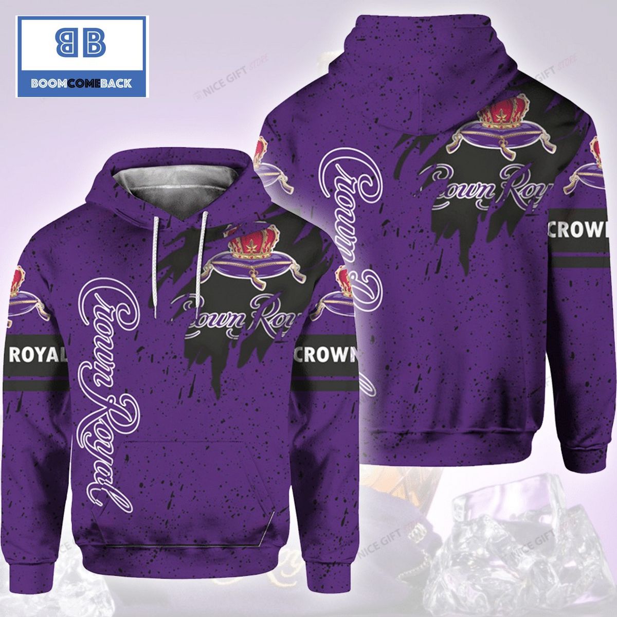 Crown Royal 3D Purple And Black Hoodie