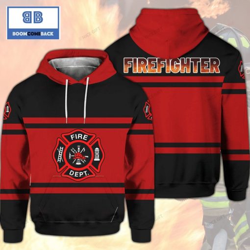 Firefighter Black And Red 3D Hoodie