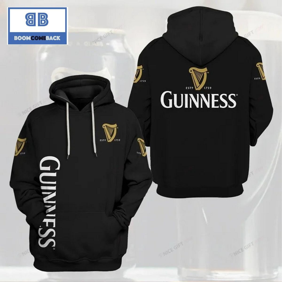 Guinness Black 3D Hoodie