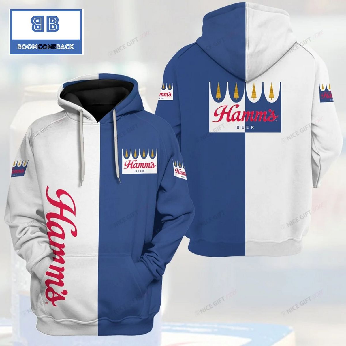 Hamm's Beer White And Blue 3D Hoodie