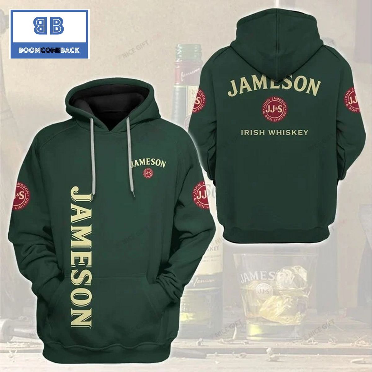 Jameson Irish Whiskey Green 3D Hoodie