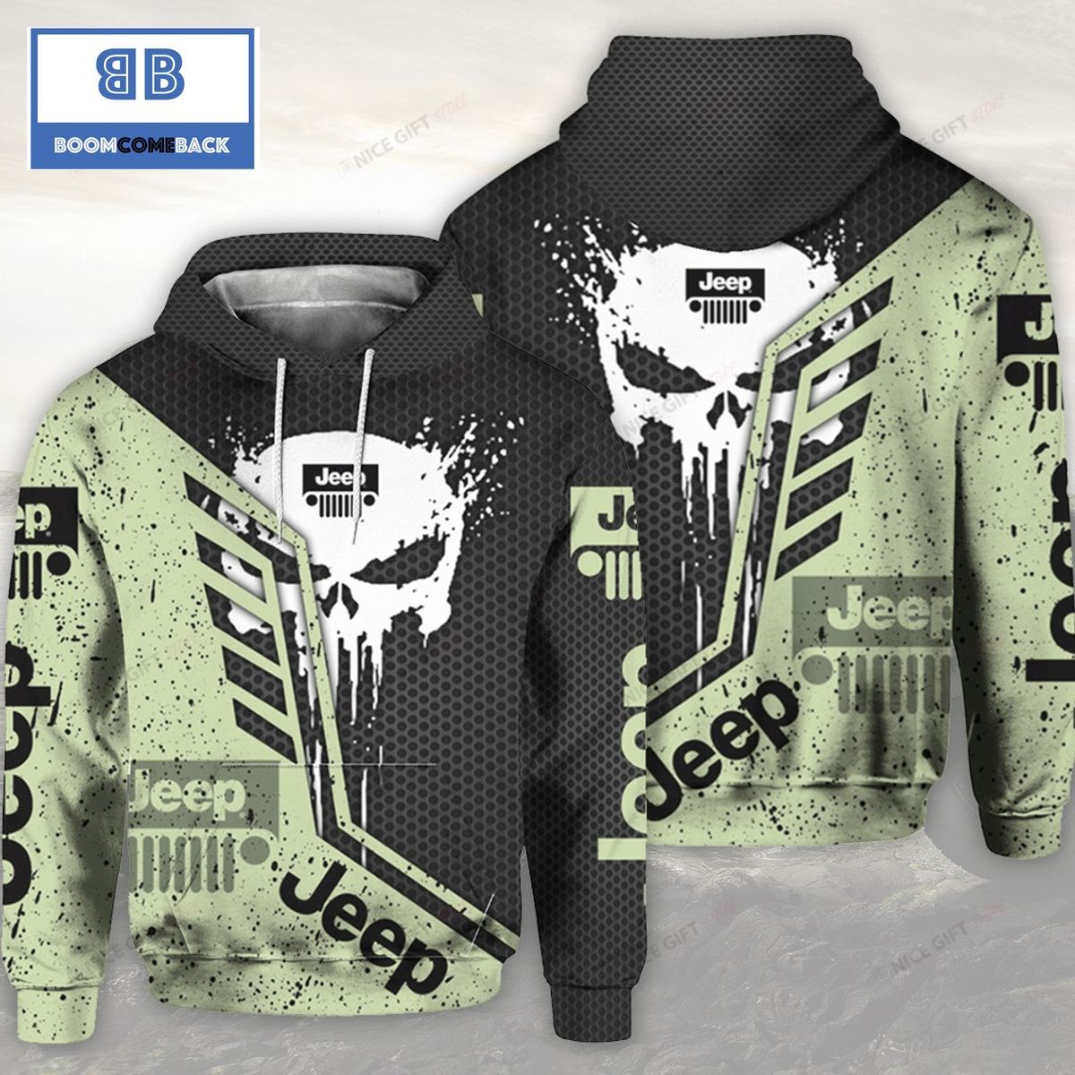 Jeep Cthulhu Black And Light Green 3D Hoodie