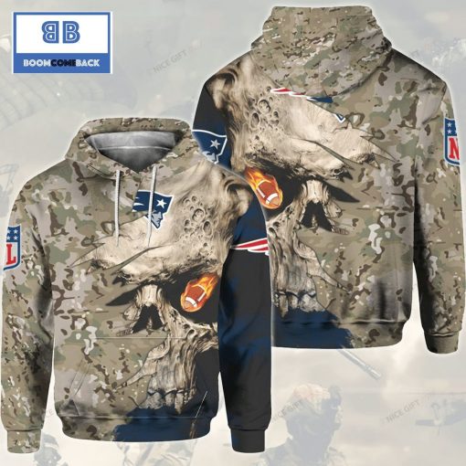NFL New England Patriots Camouflage Skull 3D Hoodie