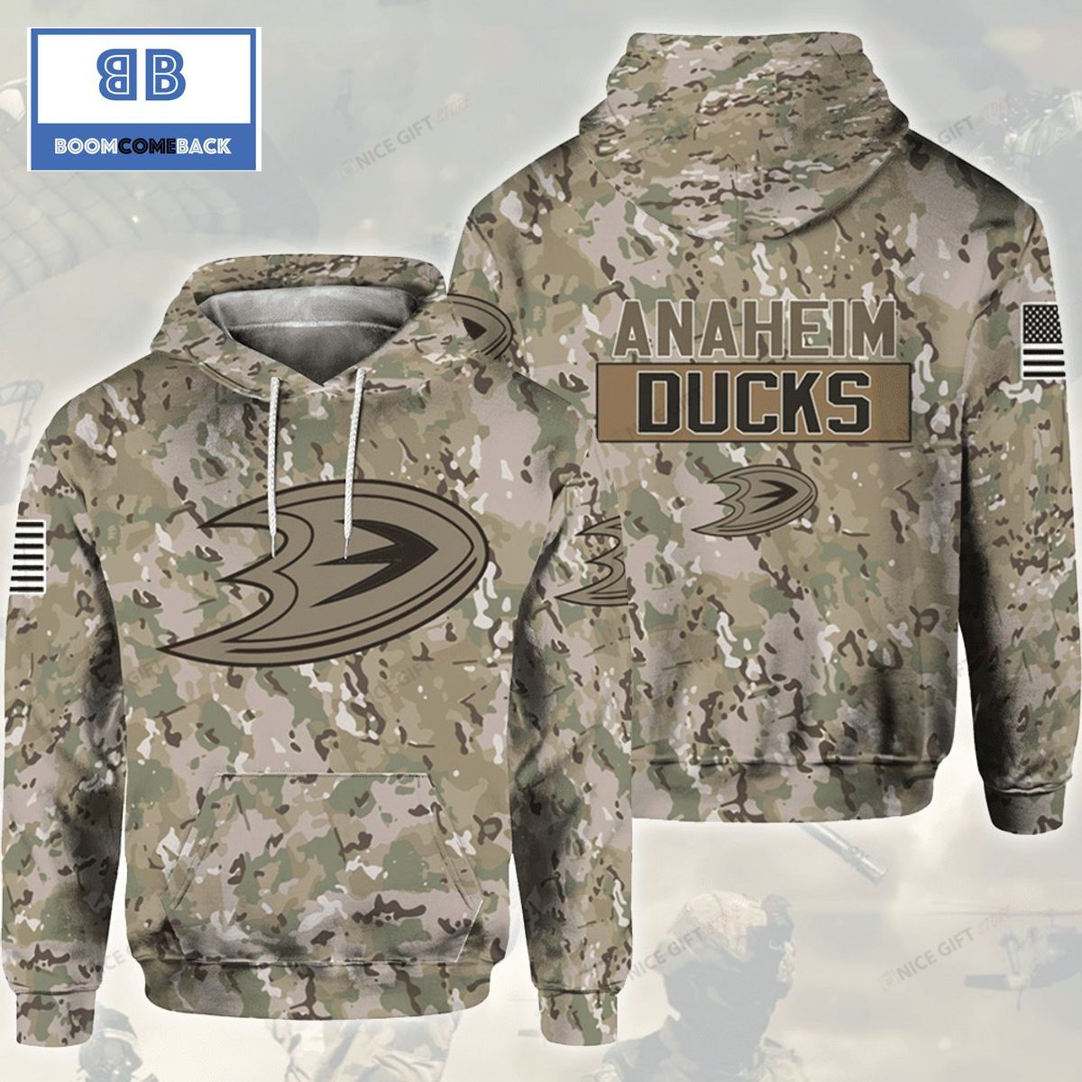NHL Anaheim Ducks Camouflage 3D Hoodie
