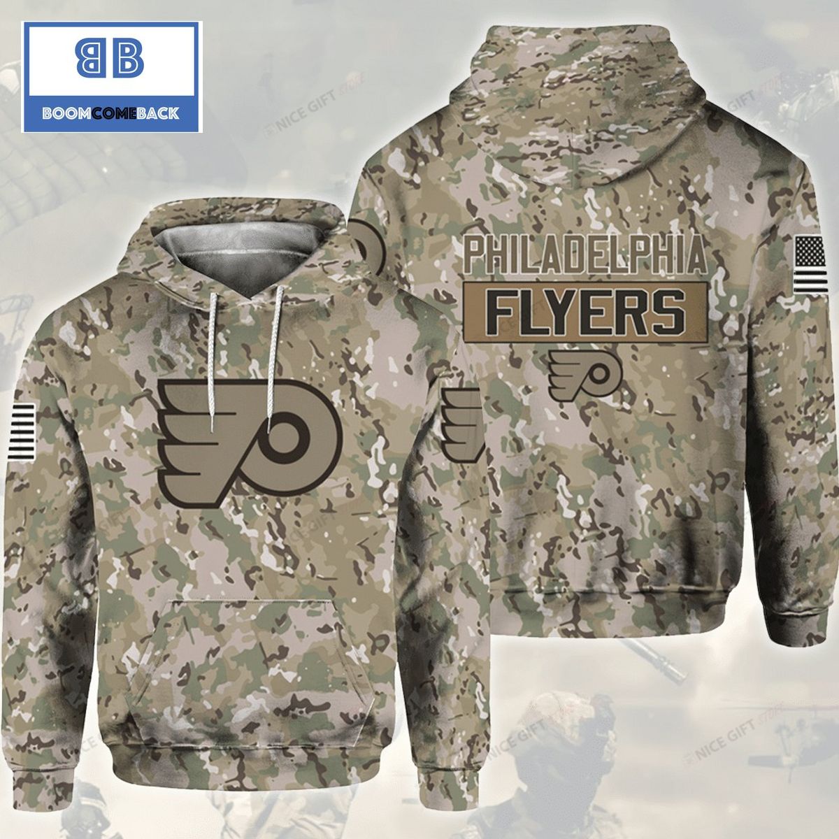 NHL Philadelphia Flyers Camouflage 3D Hoodie