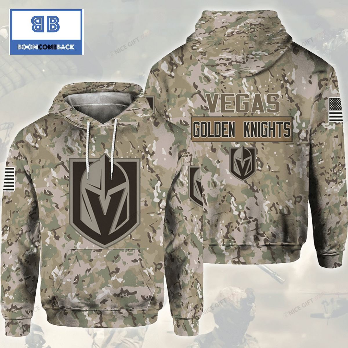 NHL Vegas Golden Knights Camouflage 3D Hoodie