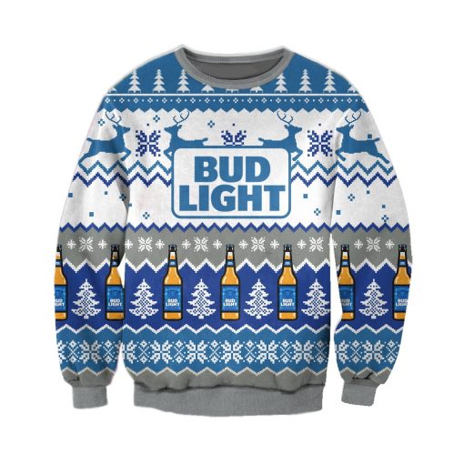 Bud Light Bottles And Pine Pattern Christmas 3D Sweater