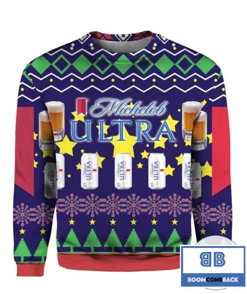 Michelob Ultra Beer Cans Christmas 3D Sweater