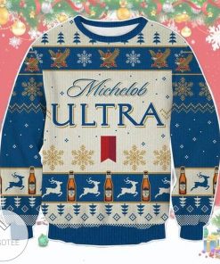 Michelob Ultra White Snowflake Pattern Christmas 3D Sweater