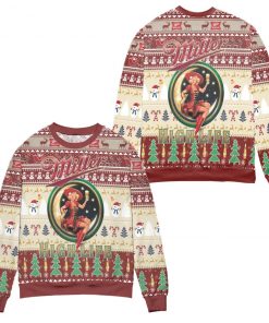 Miller High Life Pine Tree Pattern Christmas 3D Sweater